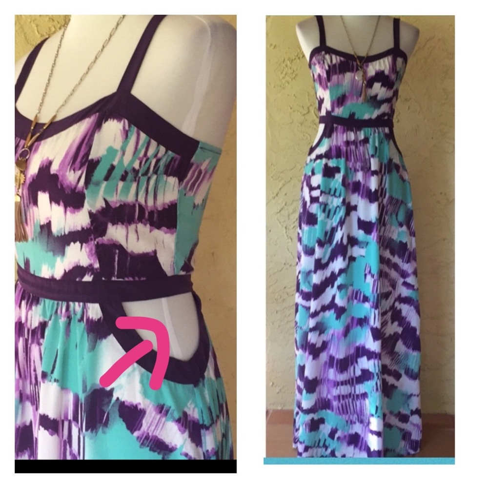 Soprano tie-dye side cut-out maxi dress